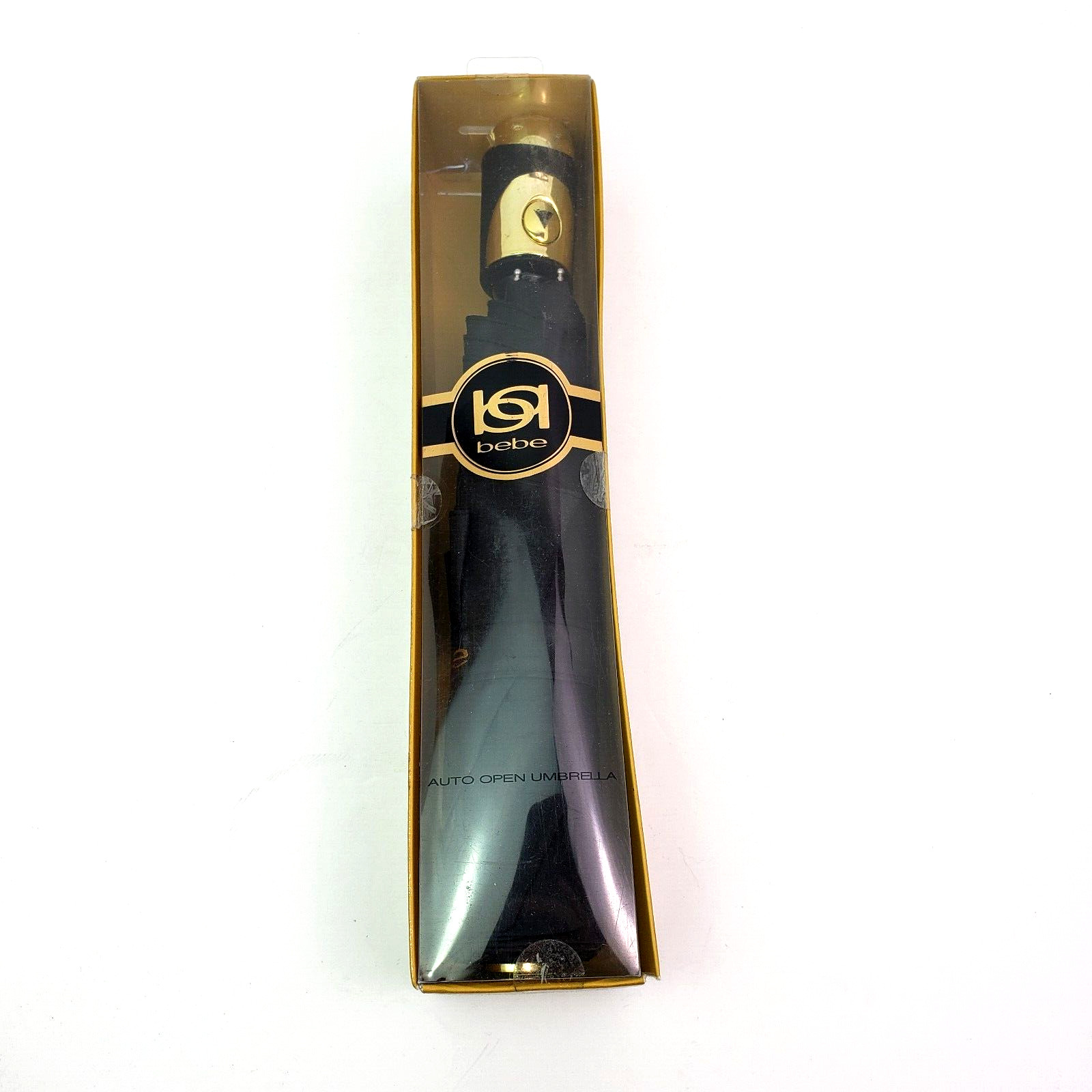 Bebe Womens Fashion Black Gold Rain Or Shine Auto Open Umbrella