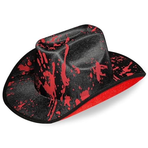 Cowboy Hat with Bloodstained Pattern for Men and Women Black