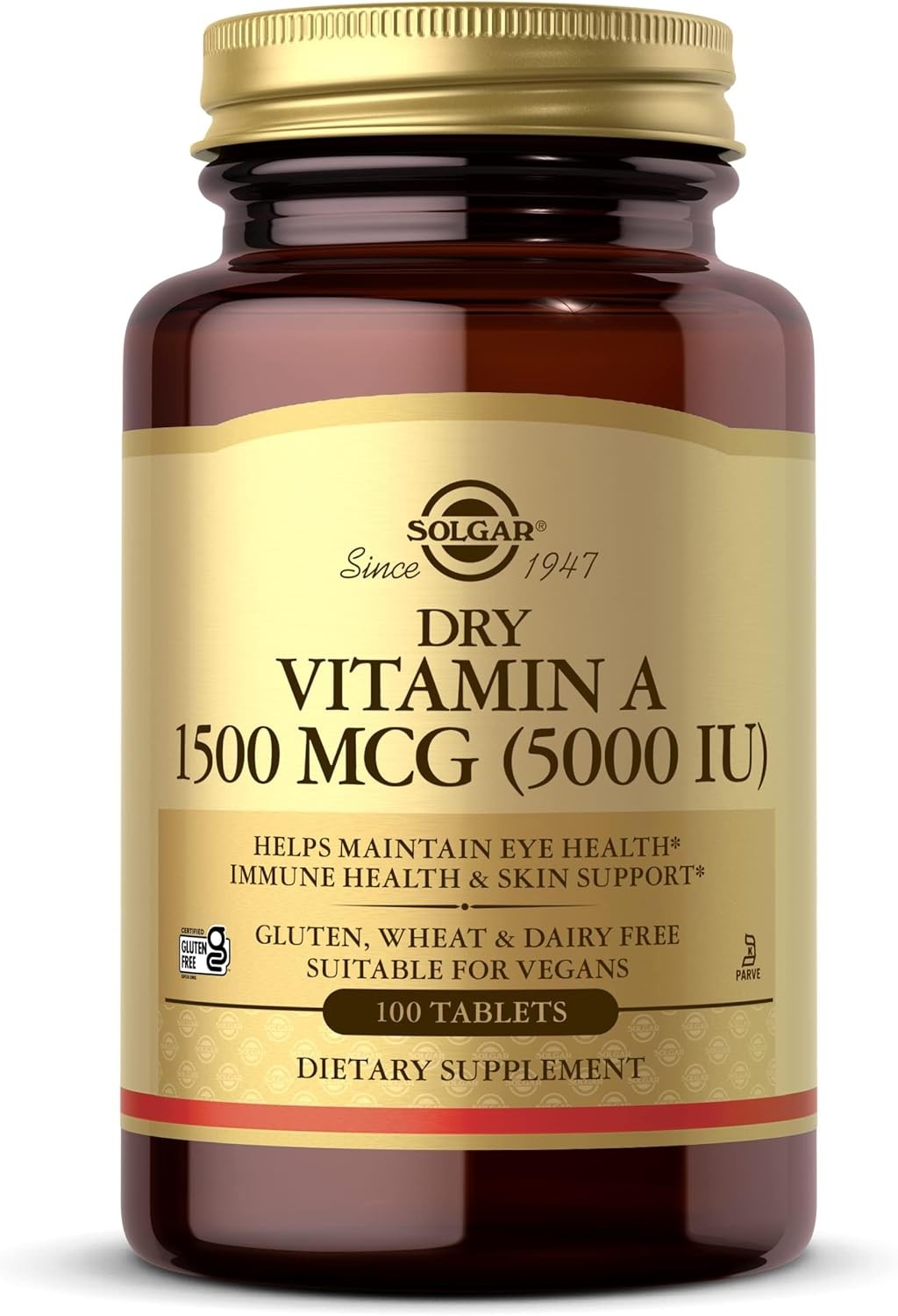 Solgar Dry Vitamin A 1500 mcg (5000 IU), 100 Tablets - Supports Healthy Eyes