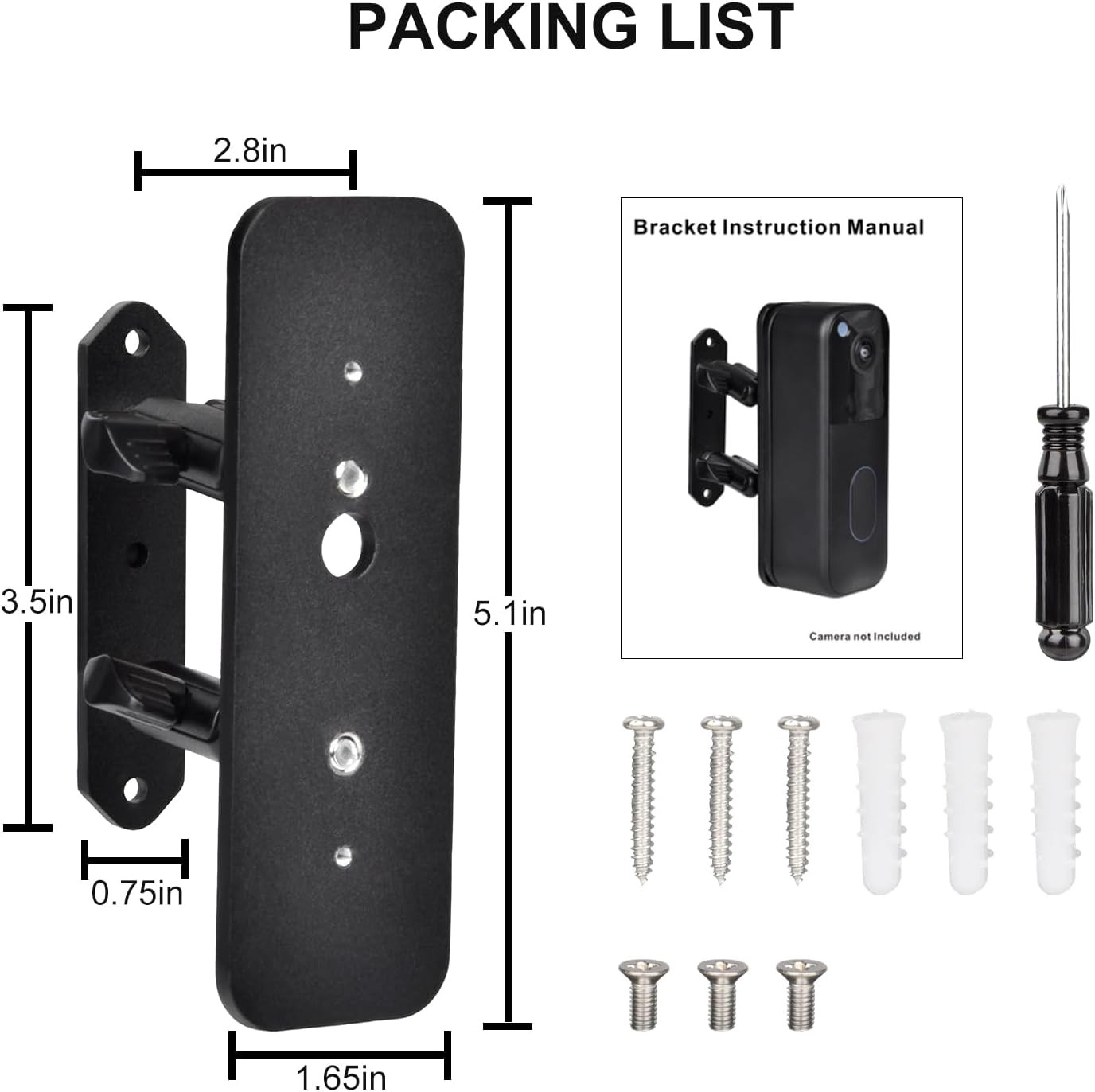Blink Doorbell Camera Mount, Adjustable Angle Mount for Newest Model/Blink Video