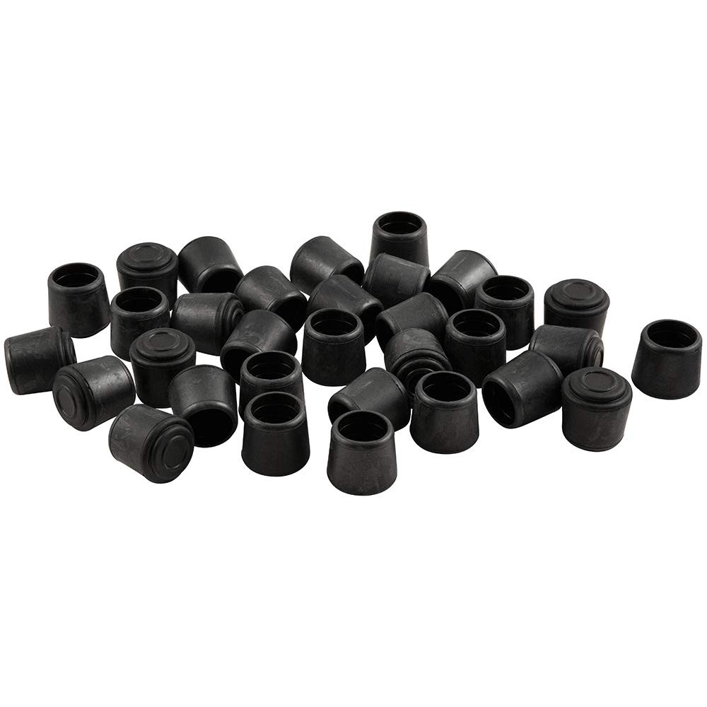 1" Rubber Folding Metal Chair Leg Cap Replacement, Black (32 Pack)