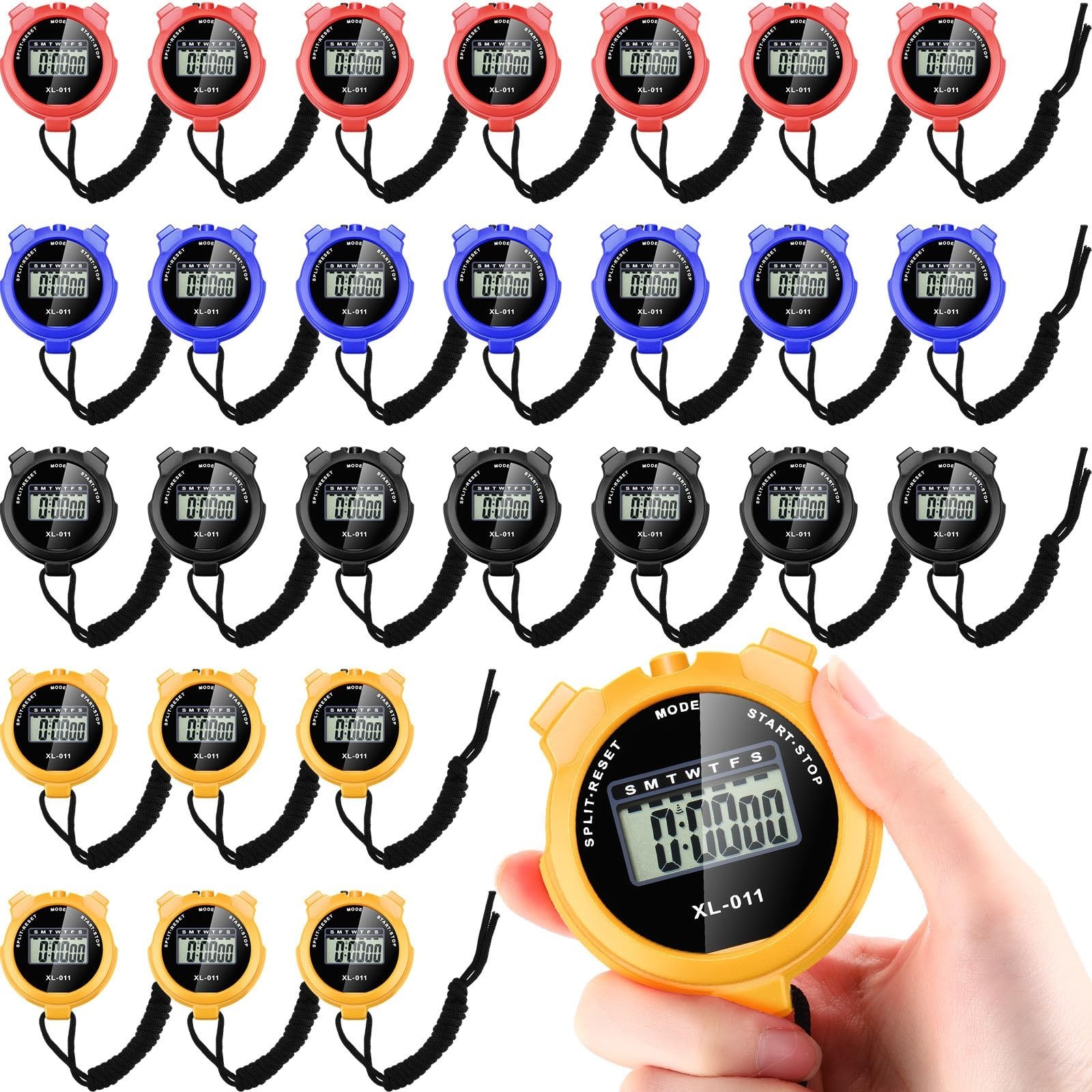 28 Pcs Digital Stopwatch Timer Set - Multi-Function Sports Timer with Lanyard, D