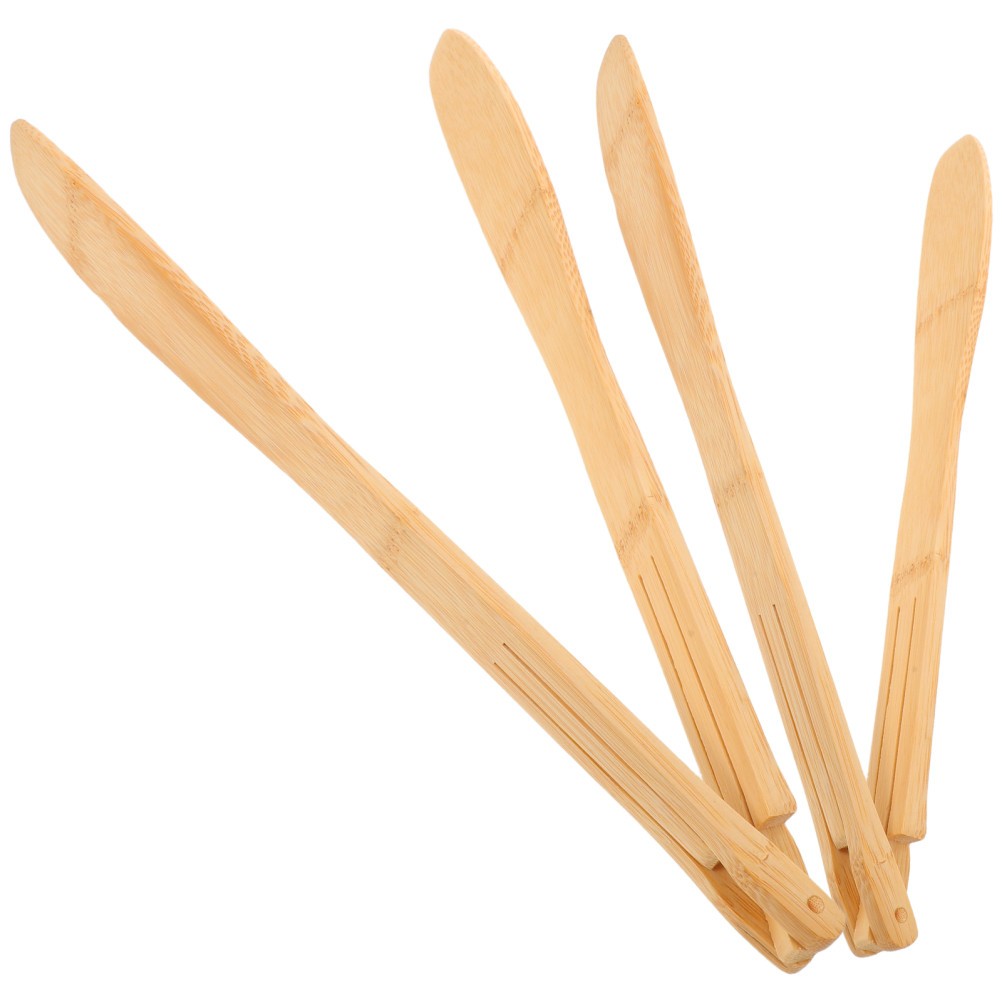 2 Pcs Food Tongs for Serving 12 Inches Long Toaster Bamboo Kitchen