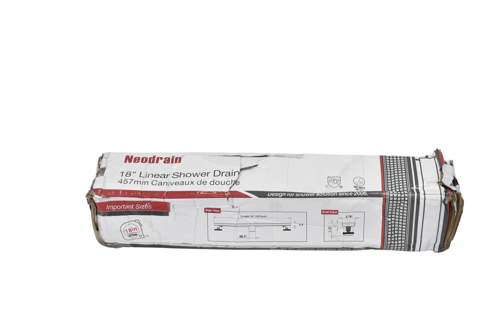 Neodrain ZA3-18-T02-MB 18'' Linear Shower Drain 2-in-1 Flat & Tile Insert Black