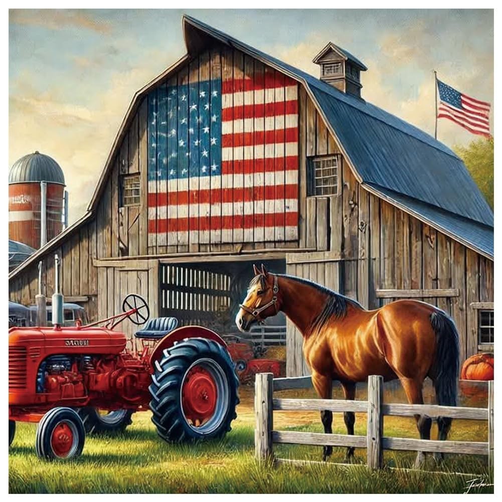 Farm Life Diamond Painting Kits for Adults, Round Full Drill Diamond Art Kits,