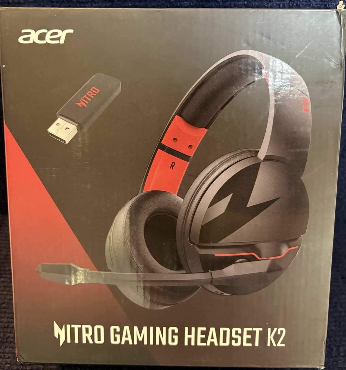 Acer Nitro Gaming Headset K2 Wireless Over-Ear Black/Red Bluetooth USB Dongle