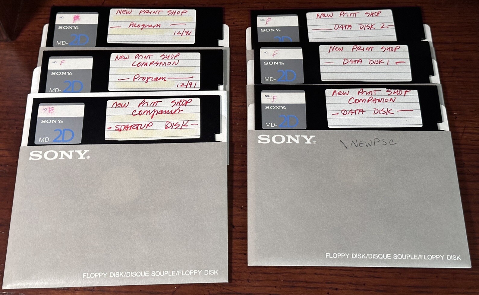 New Print Shop & Companion 6x 5 1/4” Floppy Disks W/ Sleeves Sony IBM-PC