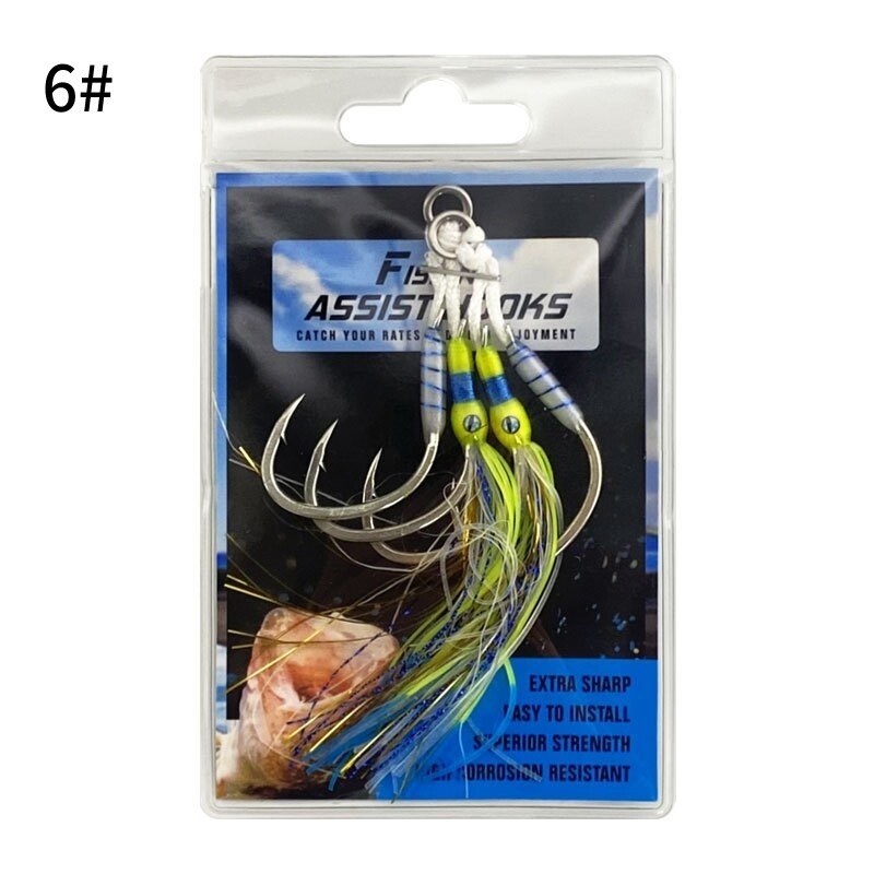 4Pair Jig Assist Fishing Hook Double Hook Bionic Octopus Fish-eye Hook 2#-3/0#