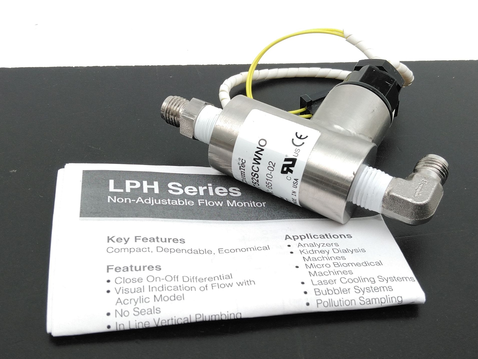 ChemTec LPH375-2SCWNO Non-Adjustable Liquid Flow Monitor, 316SS, N.O.