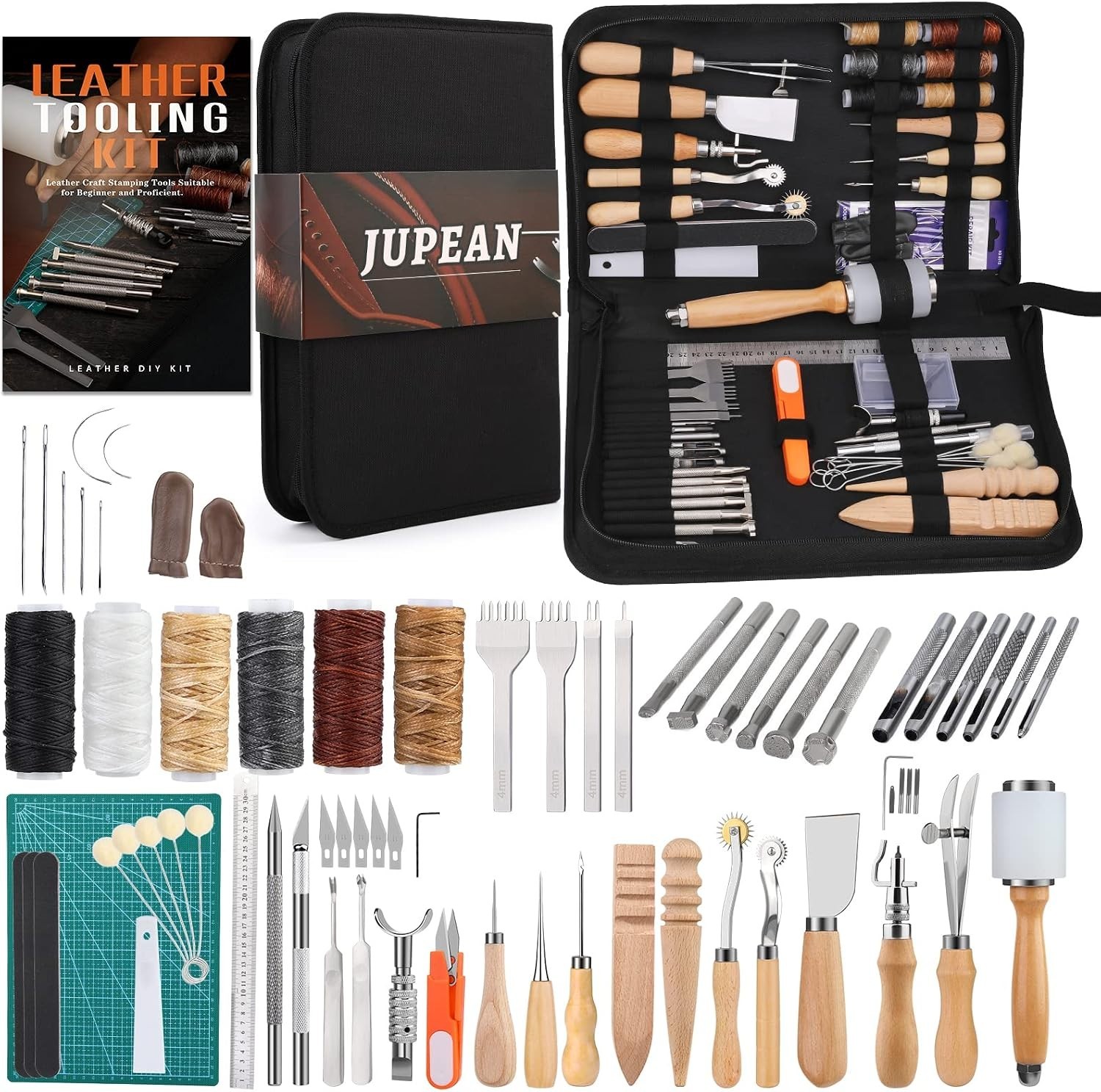 Leather Working Tools Kit, 70 Pcs, Stamping & Sewing Tools