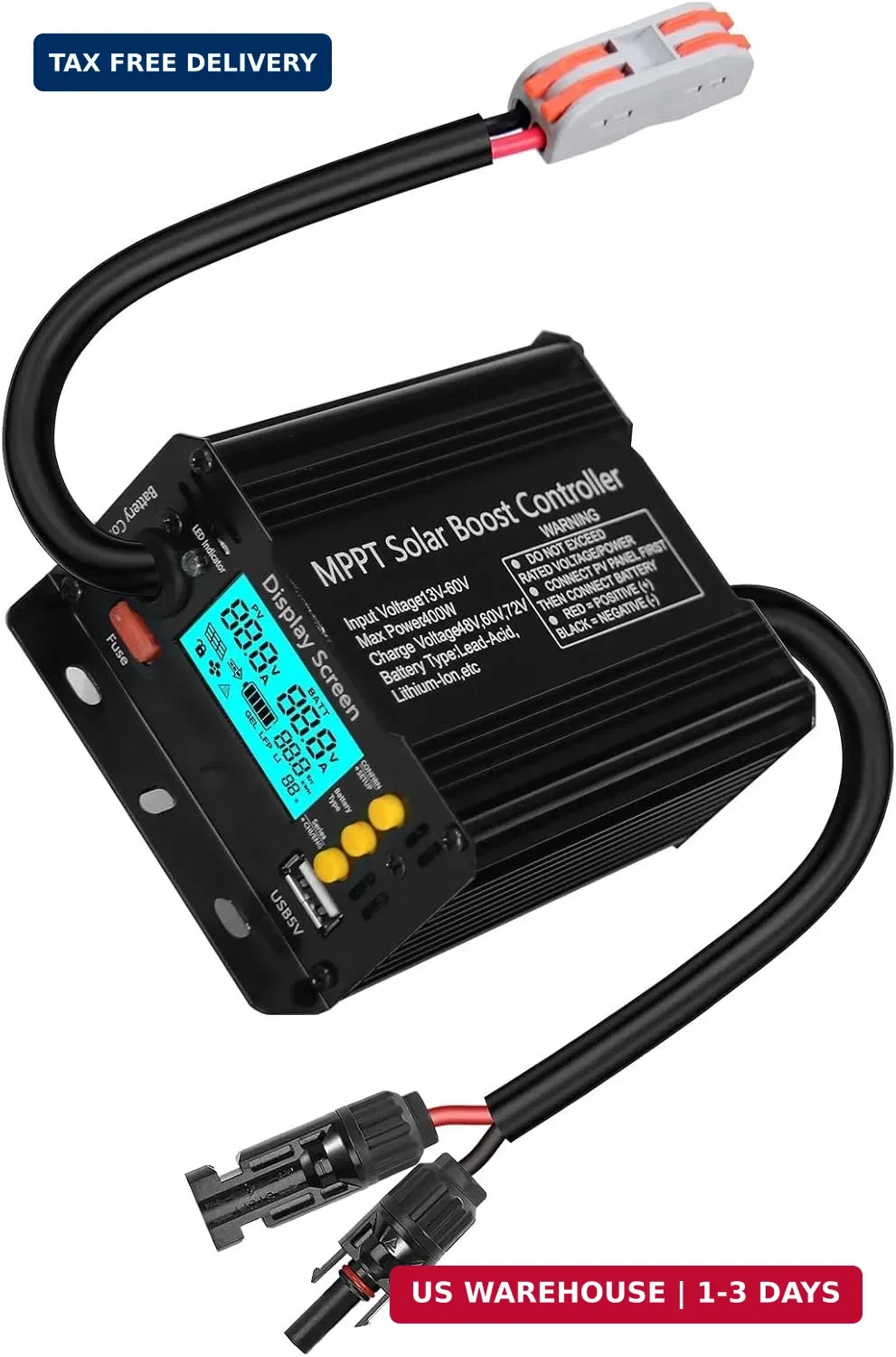 400W Boost MPPT Solar Charge Controller LCD Solar Panel Regulator LCD-400W