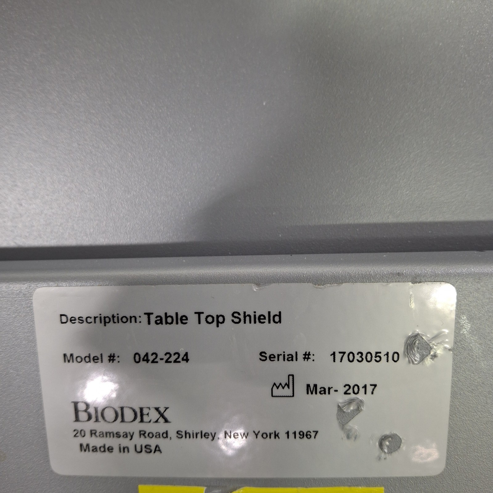 Biodex Model 042-224 Table Top Shield
