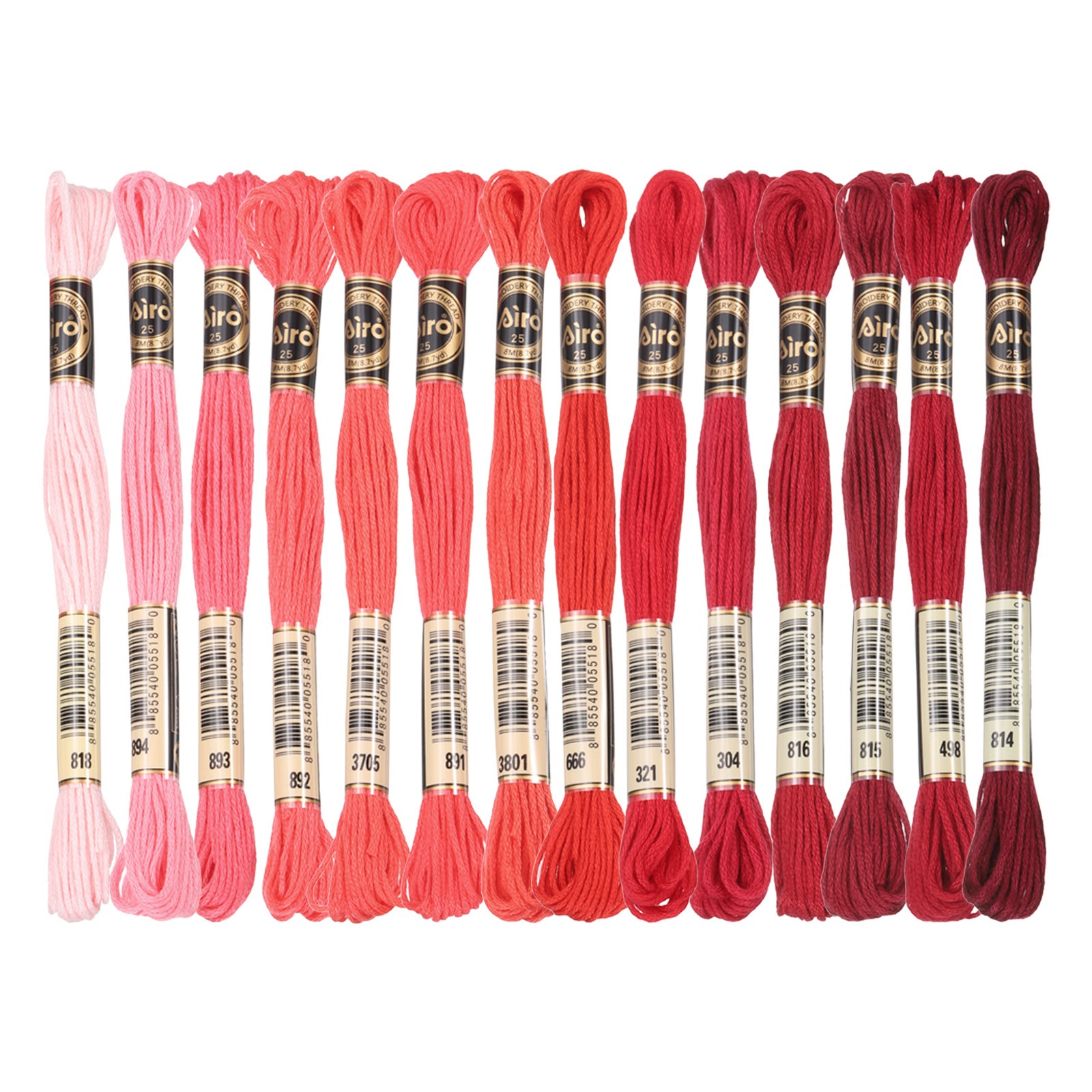 14 Skeins Embroidery Floss, Polyester Threads Multicolored Dark Red