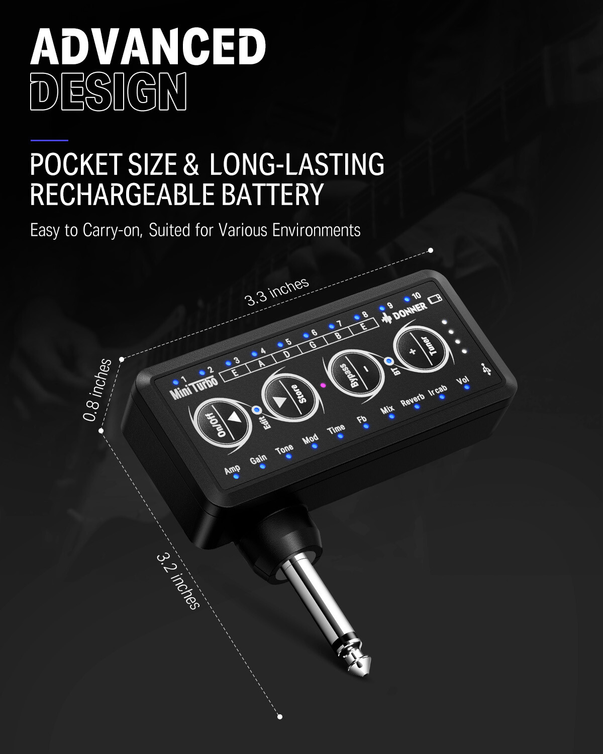 Donner Guitar Headphone Amp with Multi-Effects Delay Reverb Overdrive