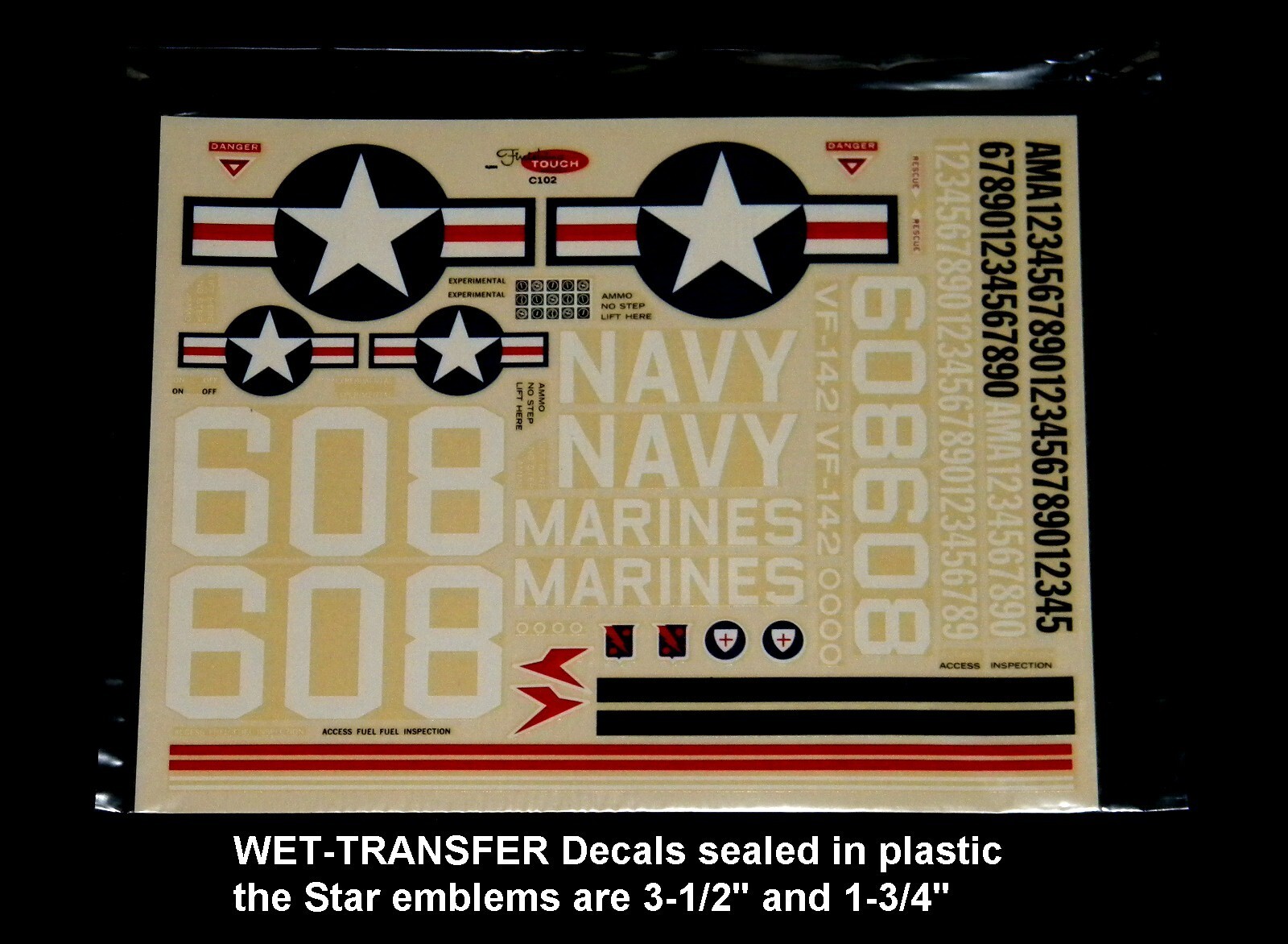 RC Wet-Transfer Decals U. S. NAVY/MARINES #C102 Sealed in plastic NIP