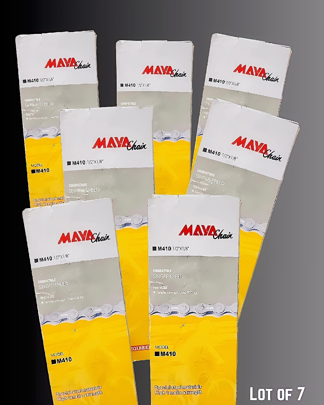 BULK LOT OF 7 Maya M410 Single Speed Bicycle Chains 1/2"x1/8" 114L - NEW