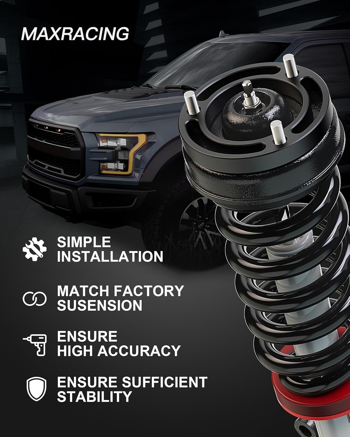 Maxracing 3.5" Front Leveling Kit Upper+Lower Strut Lift Spacers Compatible w...