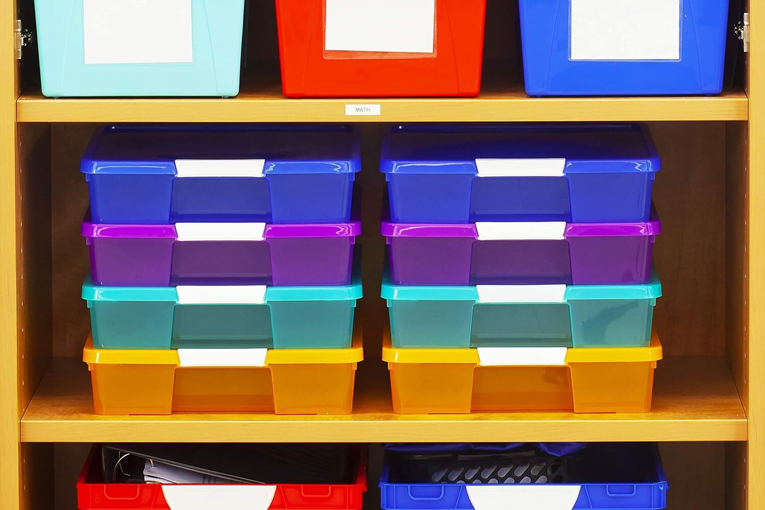 Storex Classroom Project Box – Stacking Plastic Organizer Fits 12x12 Assorted