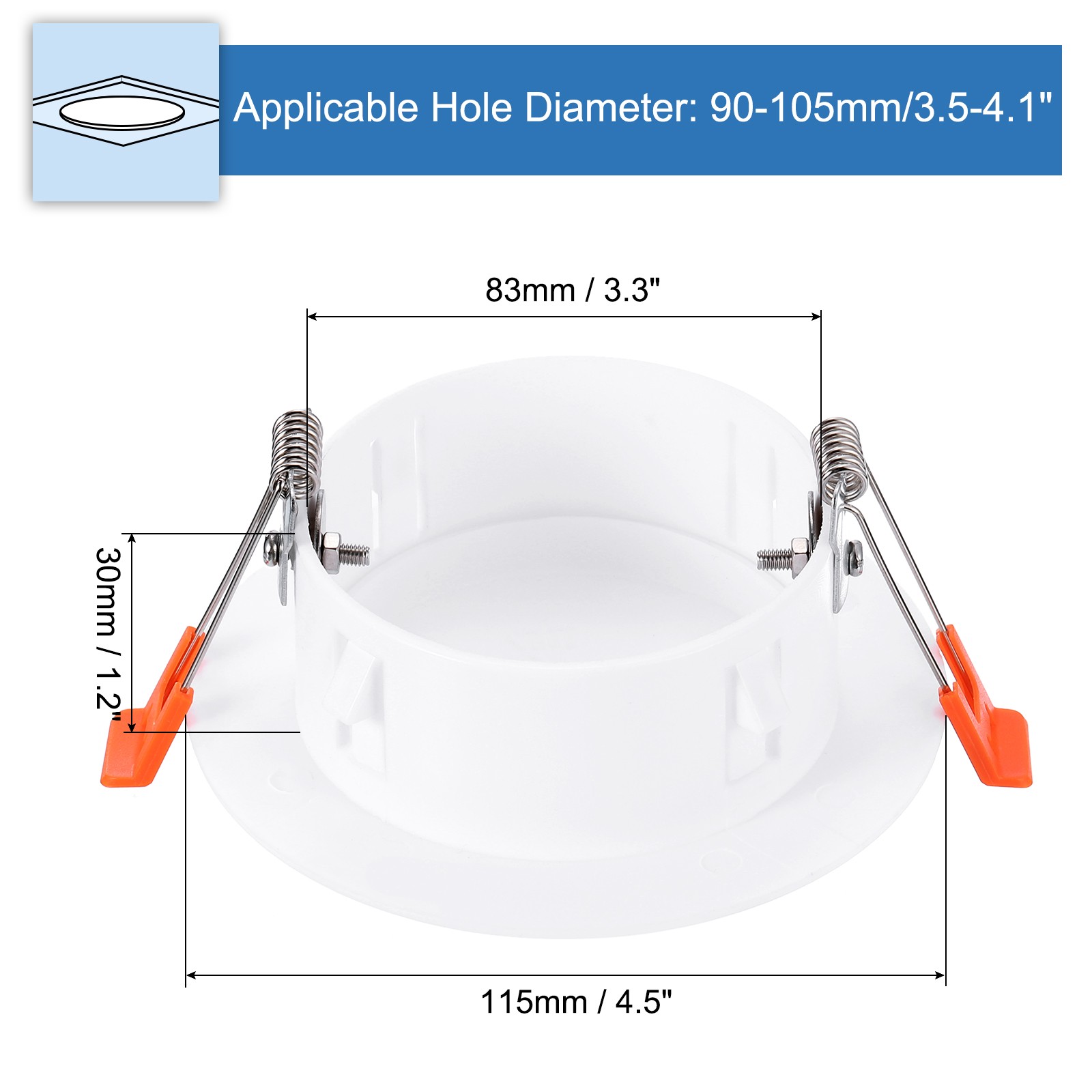 2Pack 4.5" Spring Ceiling Cover Plate Suitable for 3.5-4.1" Round Hole, White