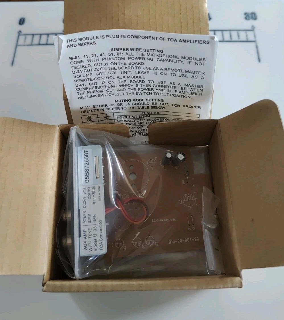 TOA Electronics U-03R Unbalanced Line Input Lo/Hi Cut Filter Module