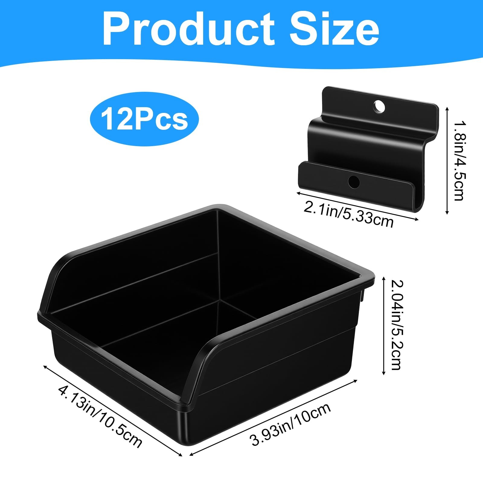 12 Pcs Slatwall Bins with Hooks Plastic Organizer Containers Workbench Parts