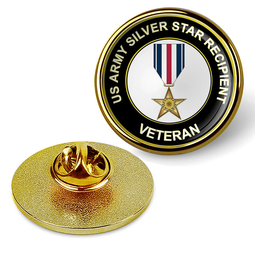 U.S. Army Silver Star Recipient Veteran Hat Pin Lapel Tie Tac Shirt Hat - Gold