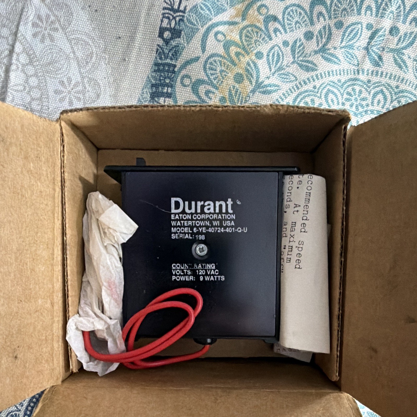 Eaton Durant 6-YE-40724-401-Q-U Electric Counter 120VAC 9W NIB With Manual