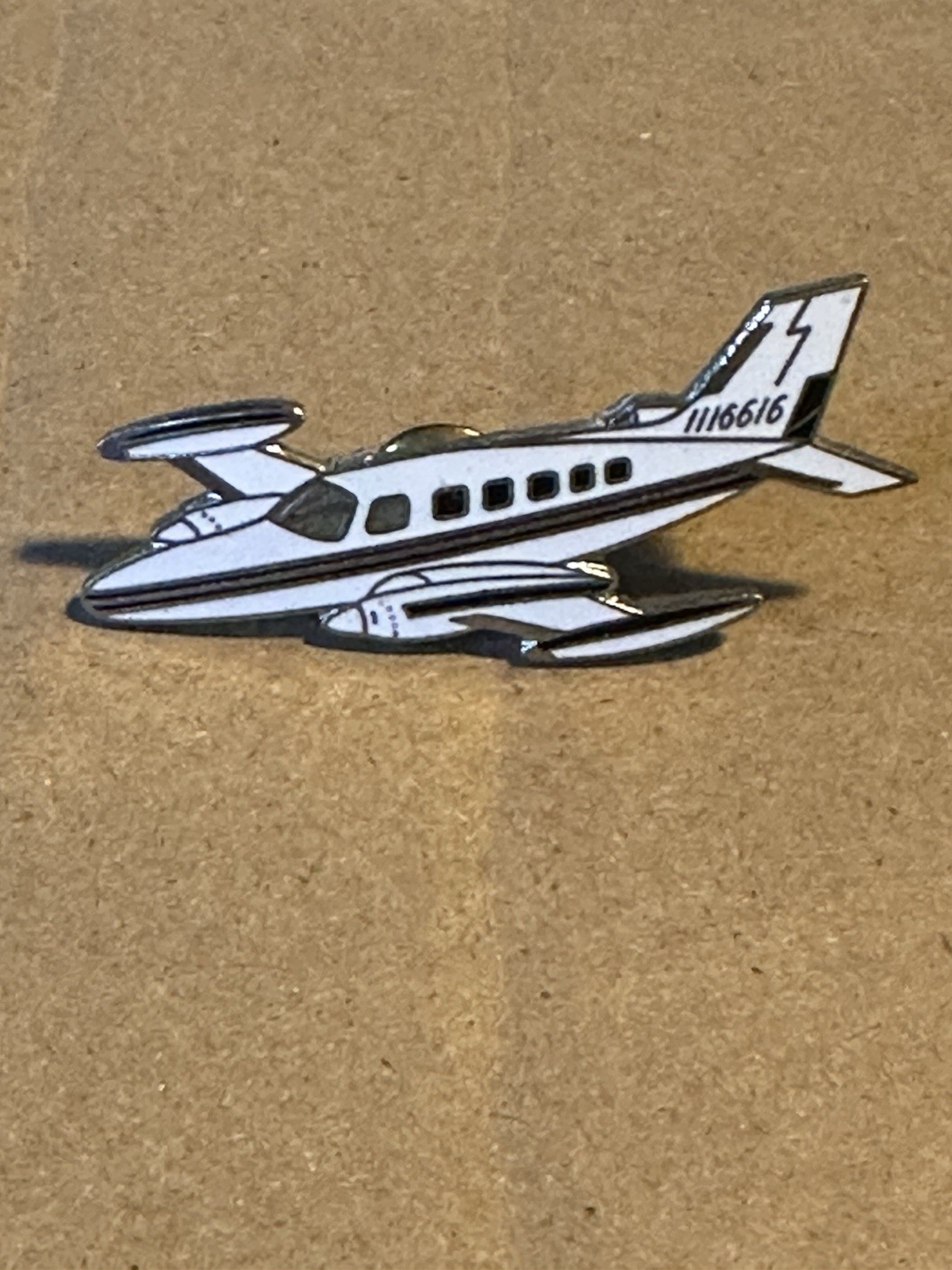 Vintage Cessna 402/401 2” Black White Enamel Tail #1116616 NOS