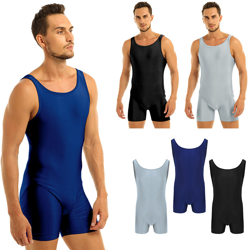 Men's Wrestling Singlet Leotard Sleeveless Stretchy Workout One Piece Bodysuit