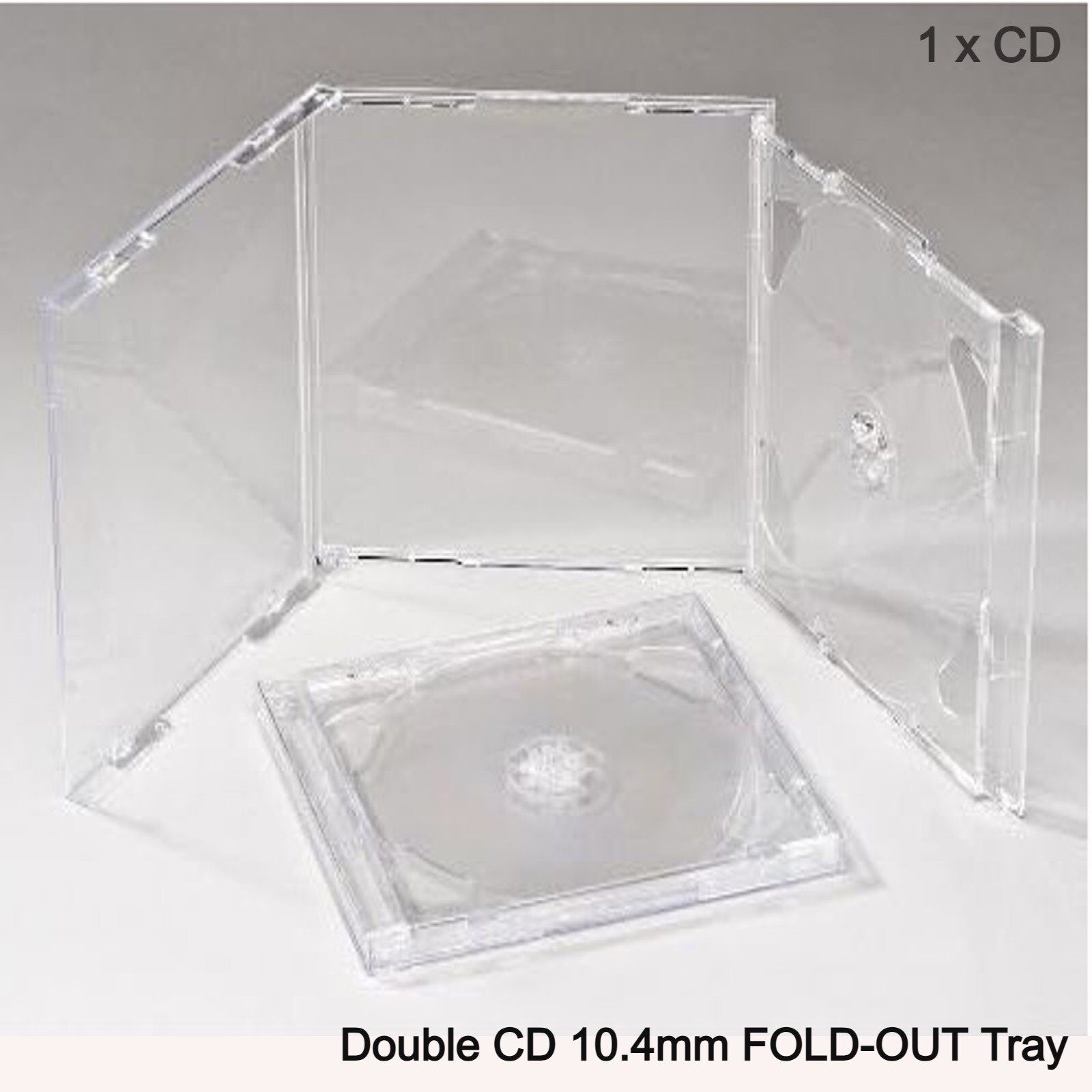 Double CD Jewel Case 10.4mm with Clear FOLD-OUT Tray Empty Replacement HQ AAA