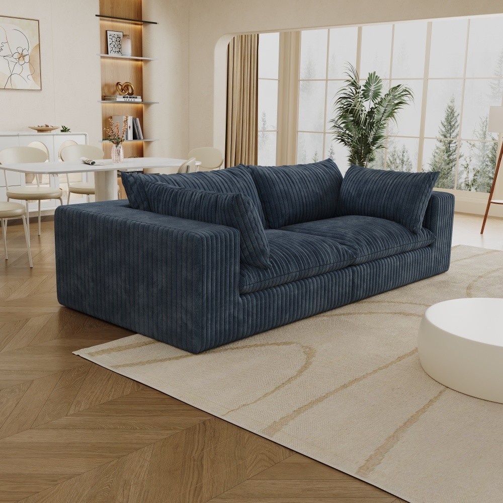 Blue 2-Seat Modular Fabric Sofa Modern Sofa Couch Versatile Design Free Shipping