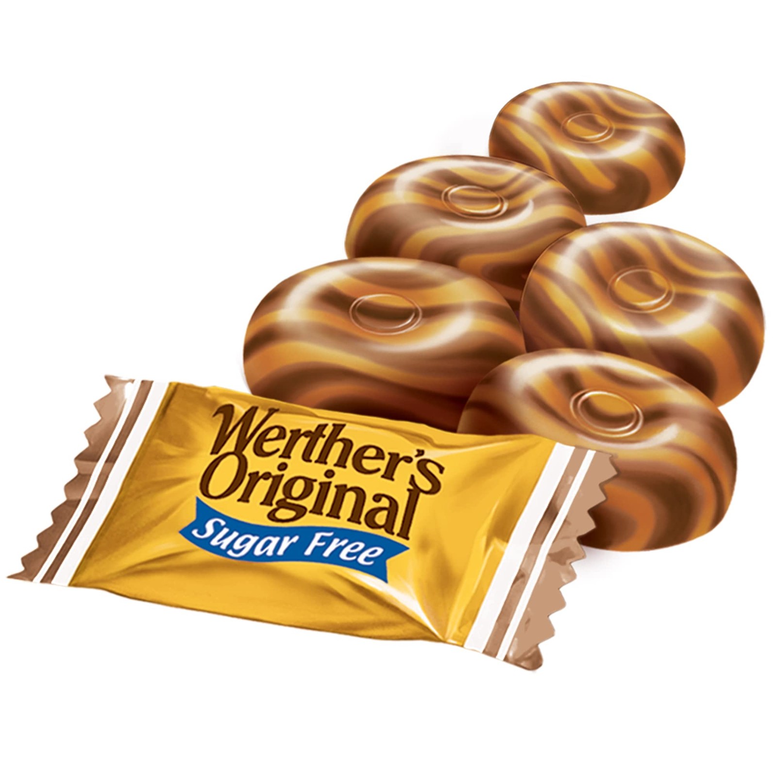Werther's Original Hard Sugar Free Caramel Chocolate Candy, 2.35 Oz Bags (Pack o
