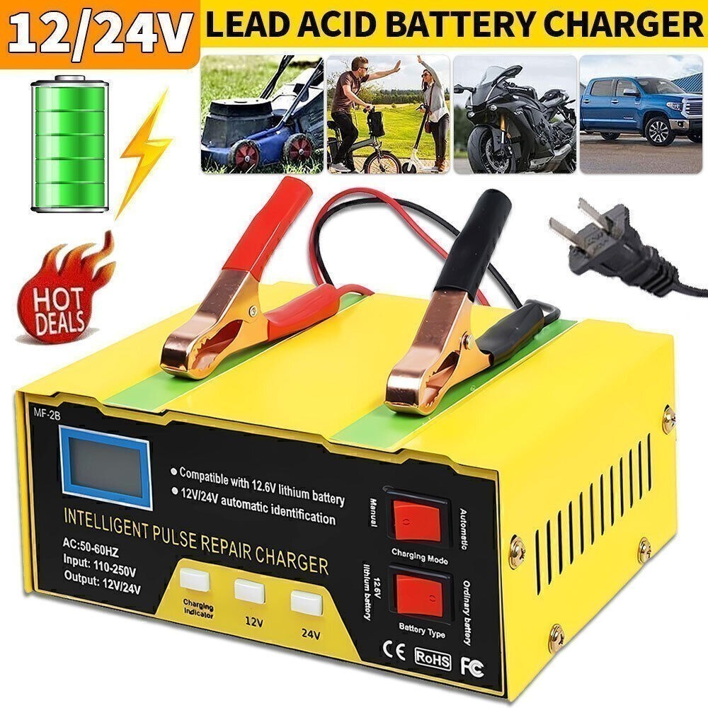 Heavy Duty 400A Car Battery Charger 12V/24V Smart Automatic Pulse Repair Trickle