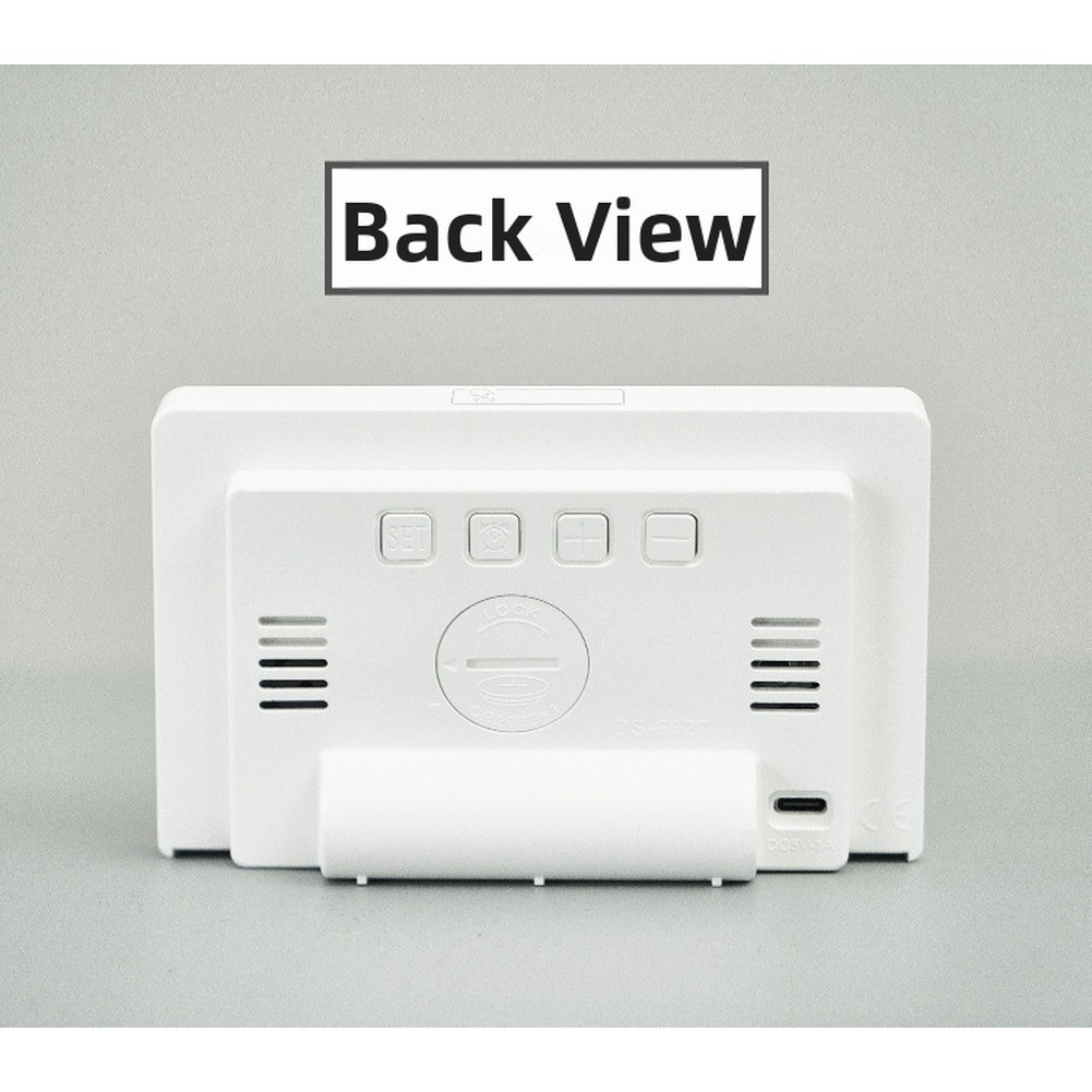Modern LED Alarm Clock White Large Display Temperature Weekday Date Backlight