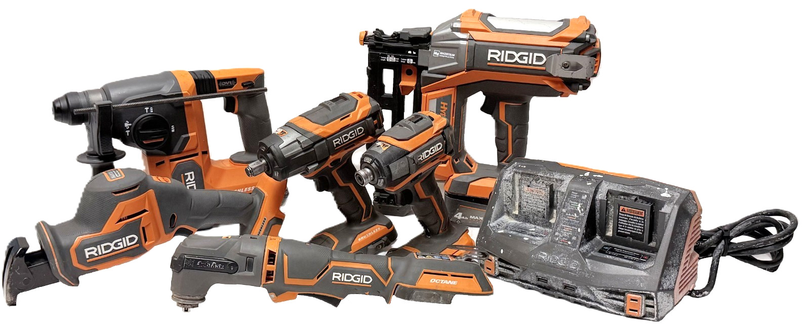 Ridgid 18v Cordless 6-Tool Combo Kit Set w/ (2) Batteries & Charger