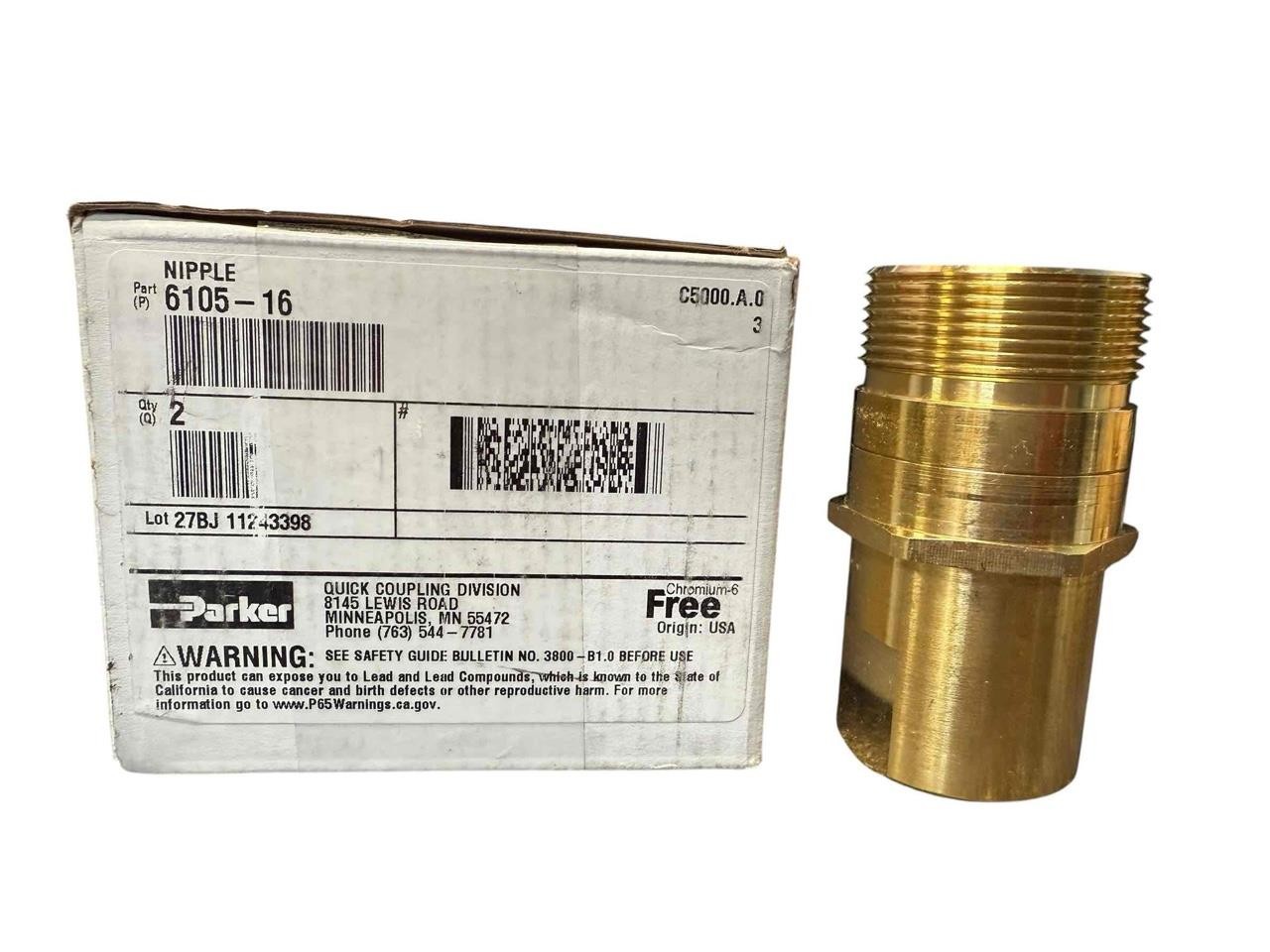 NEW 1 Piece Parker Hydraulic Quick Connect Hose Coupling Nipple