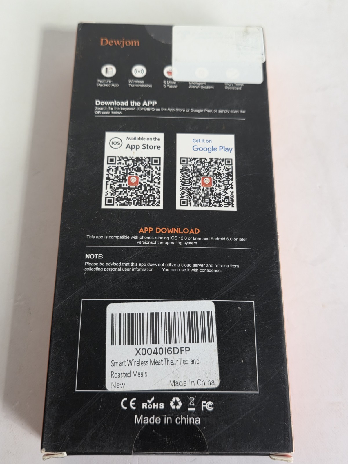 Dewjom Wireless Meat Thermometer Digital Cooking Thermometer with Wireless Probe