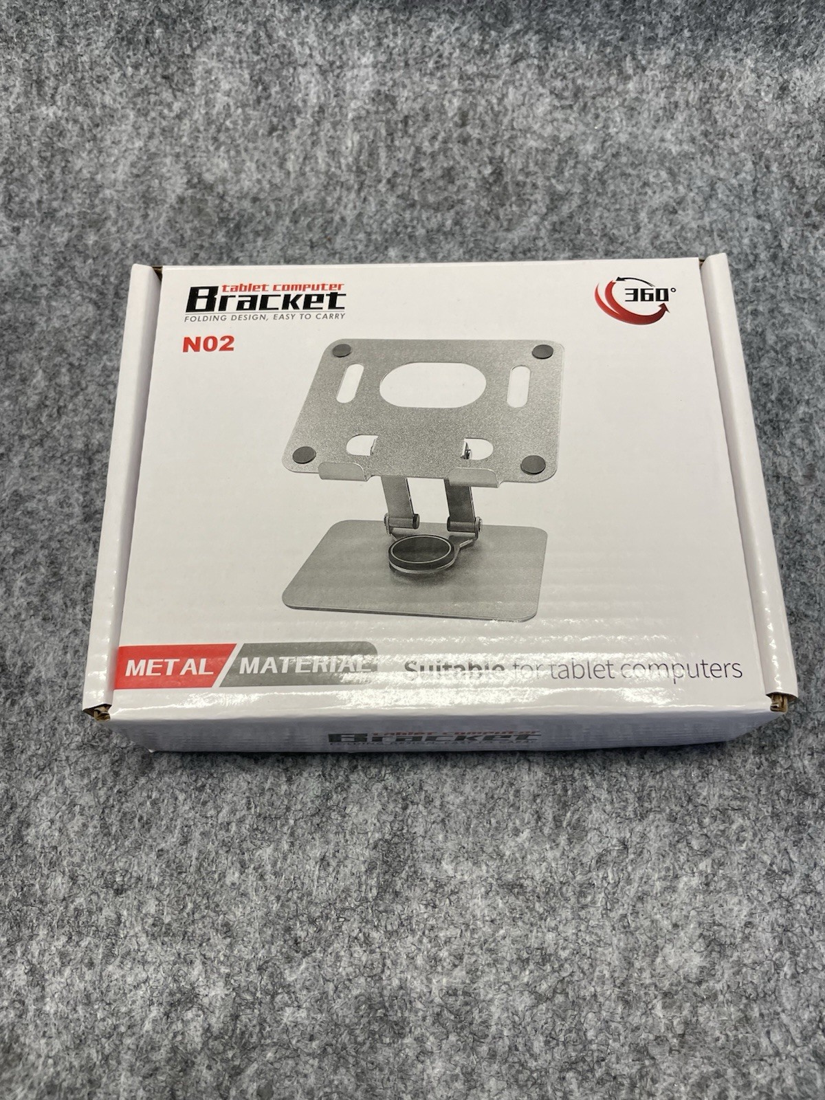 Metal Tablet Stand Holder Bracket N02 360° Rotating Folding Silver/Black