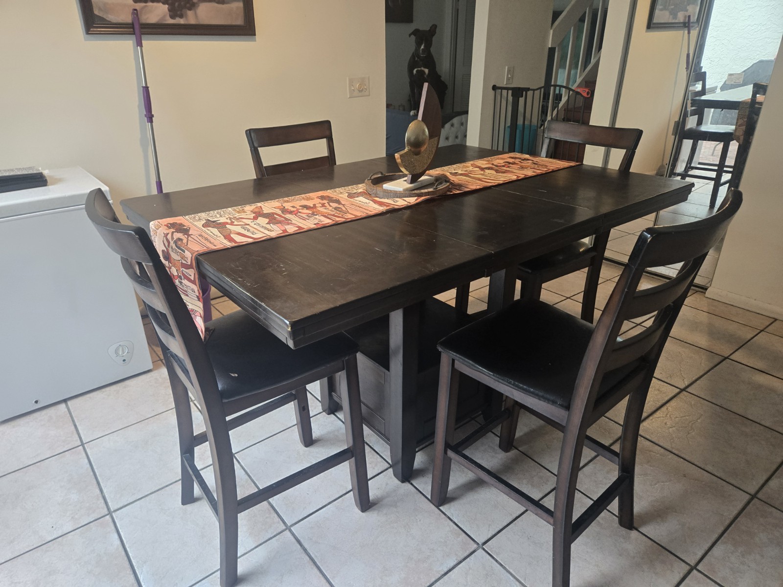 Wooden Dining Table Set with 4 Chairs, Dark Finish