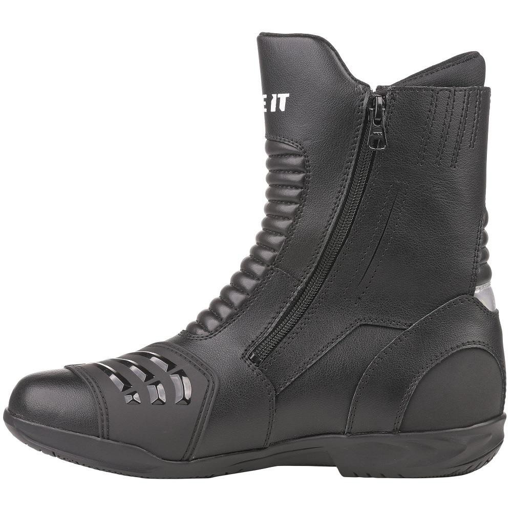 BIkeIt Preto Motorcycle Boots Waterproof Touring Leather Biker Boot Black