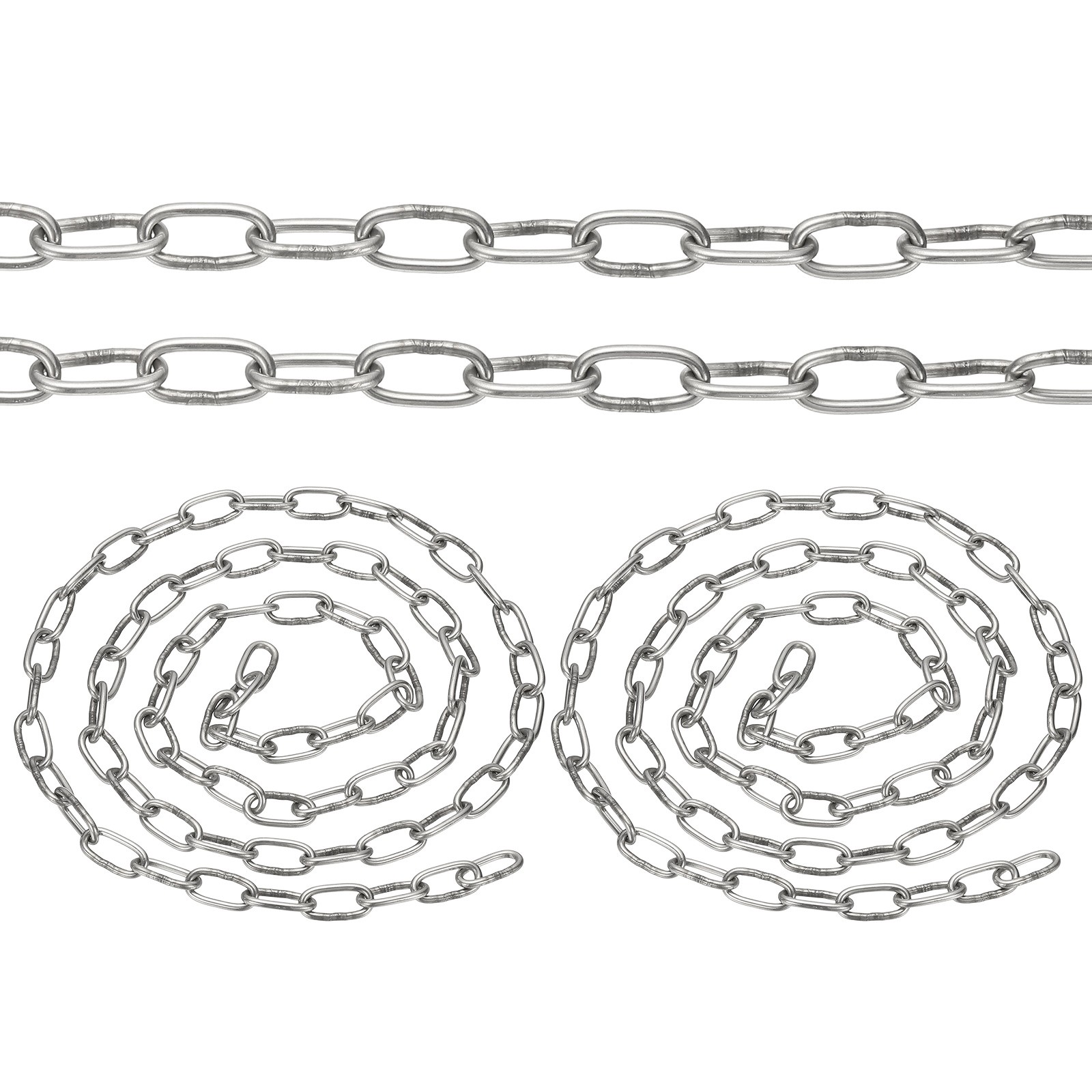 3.3ft SUS304 Stainless Steel Chain, 2Pcs 2mm Metal Chain Link 1 Meter