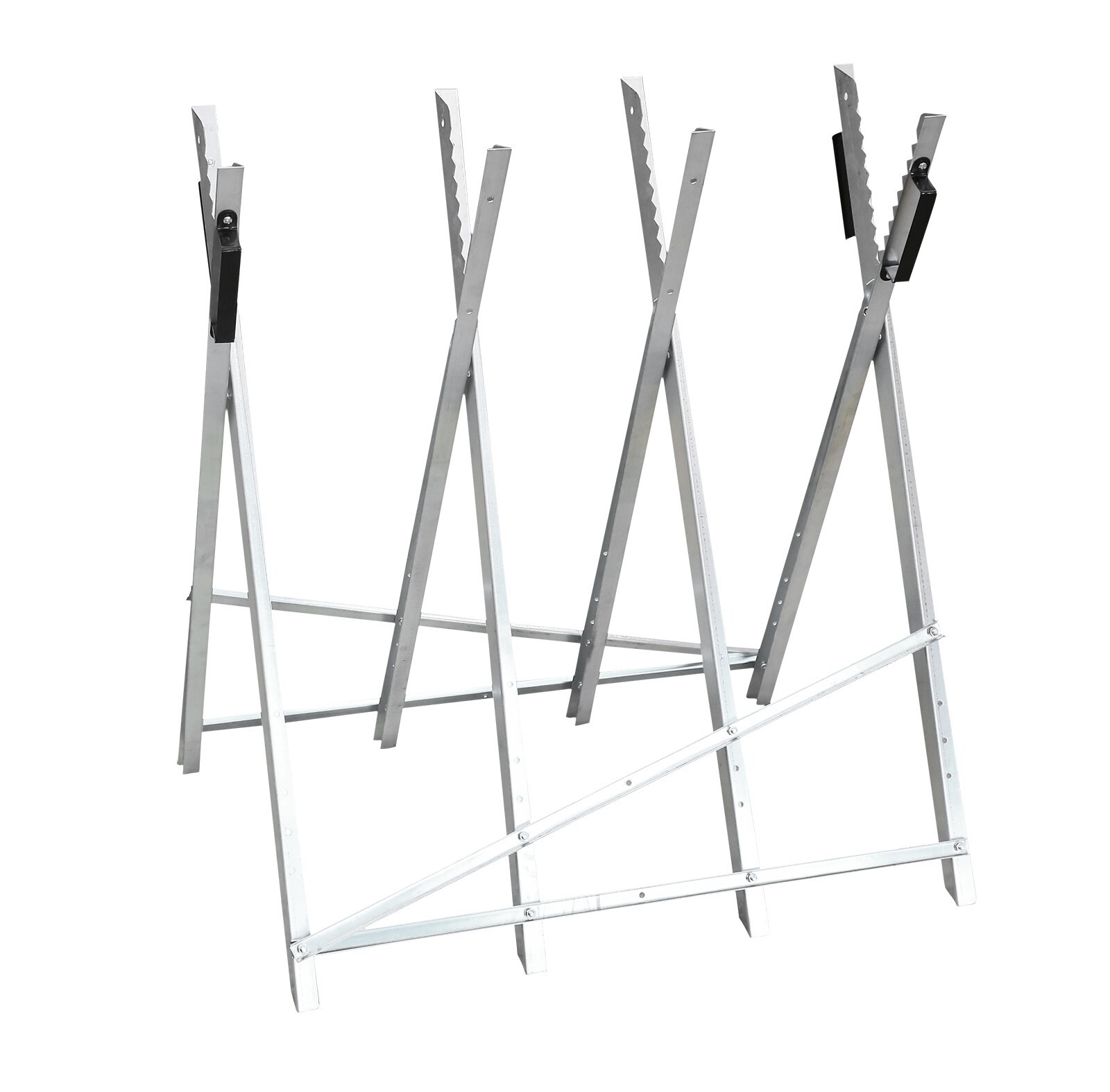 220 LBS Folding Sawhorse Work Table Adjustable Steel Sawbuck for Firewood Cut