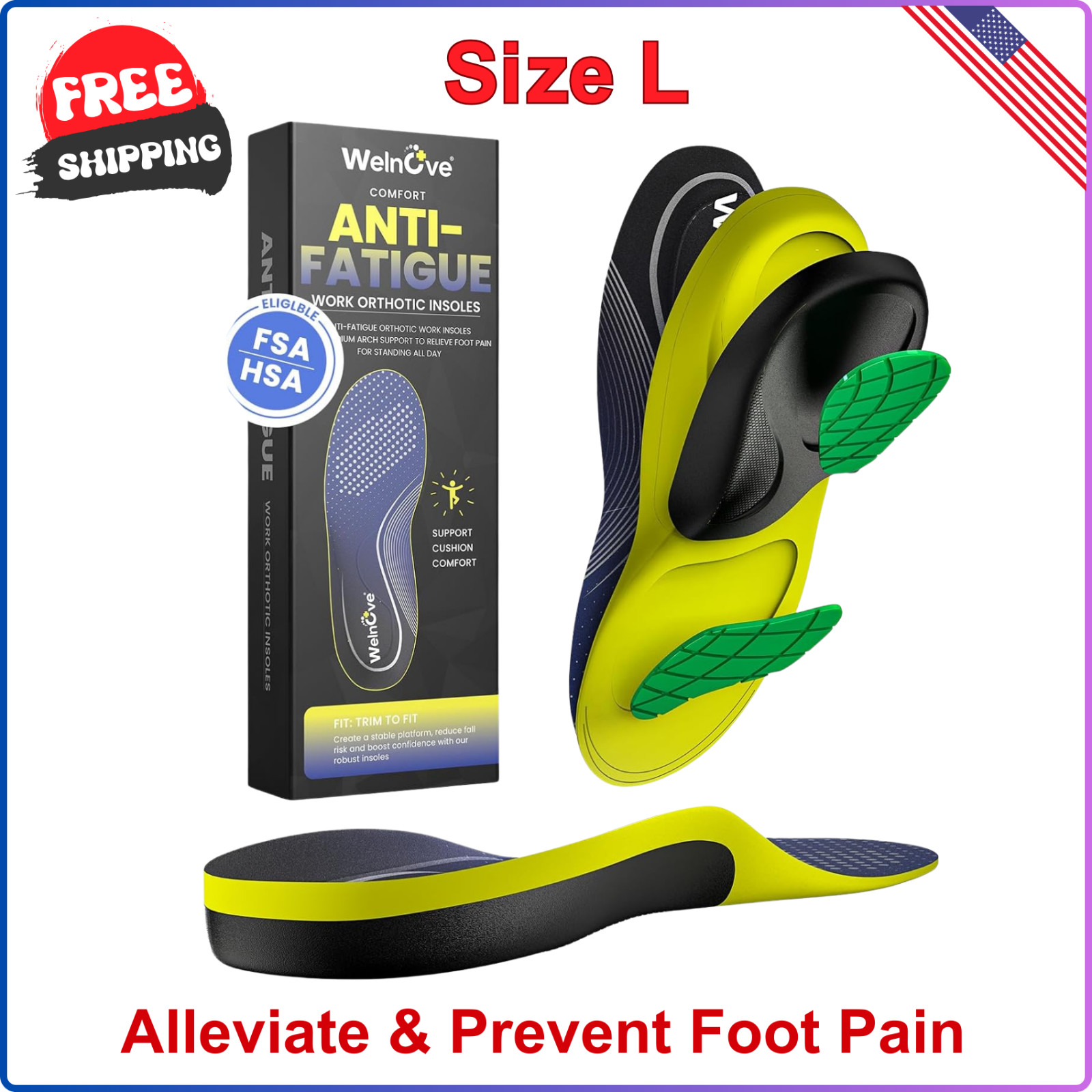 Work Orthotic Insoles for Plantar Fasciitis - Superior Comfort Work Boot Insoles