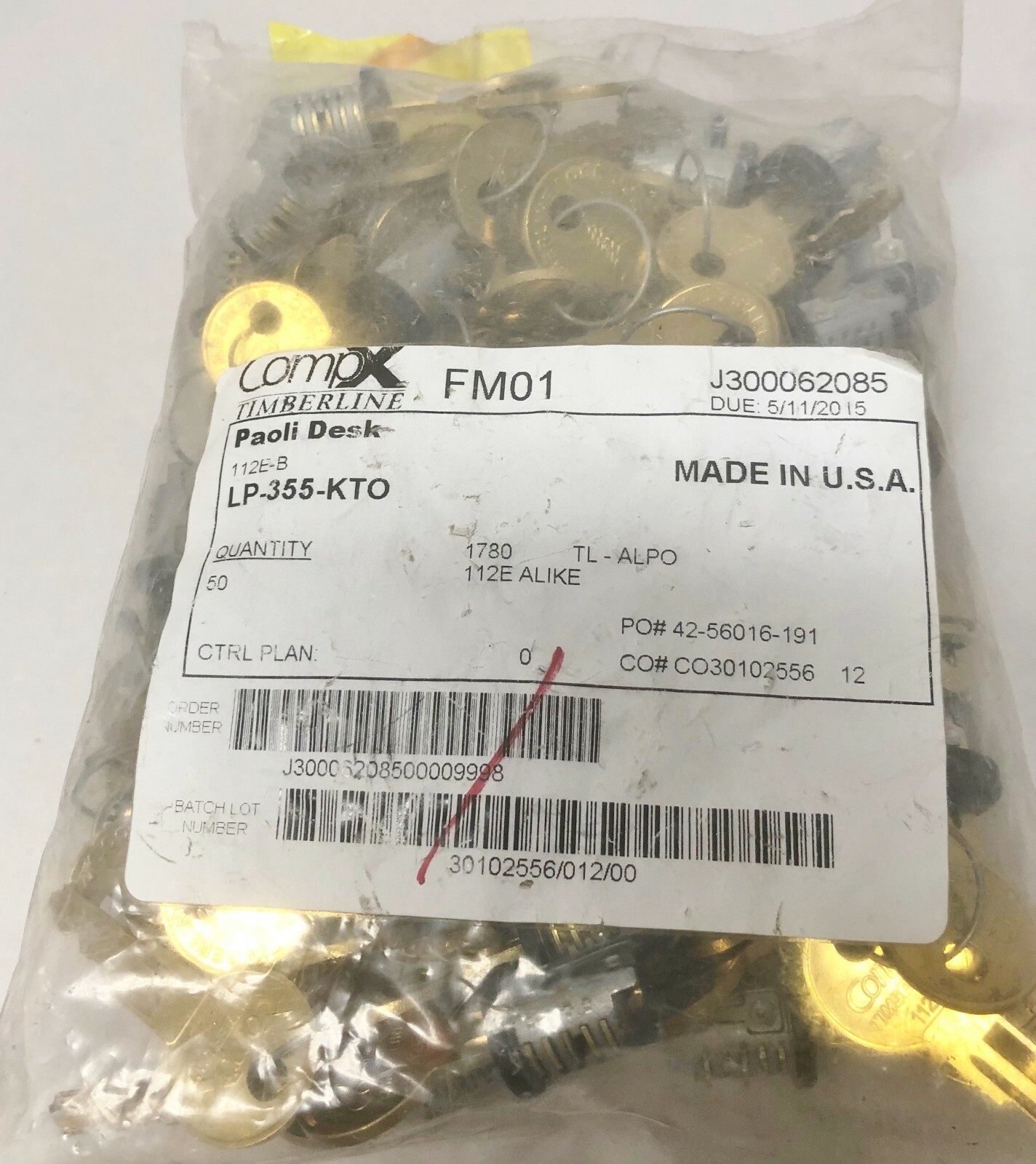 42 - CompX Timberline 112E Lock Core w/ keys LOT  #9746