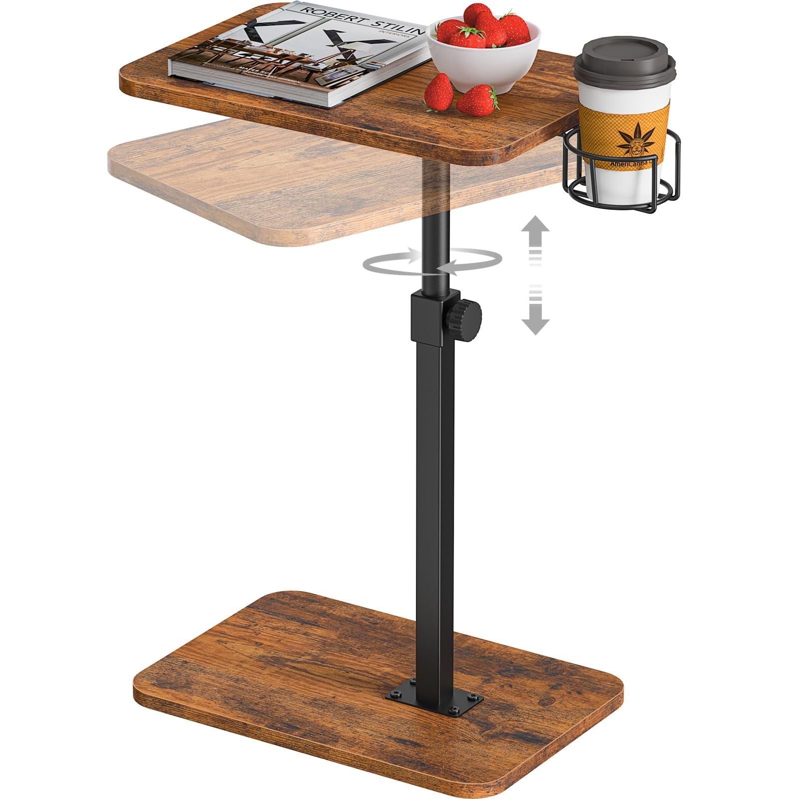 TV Tray Table, 360° Swivel Height Adjustable TV Trays for Eating on Couch,Sof...