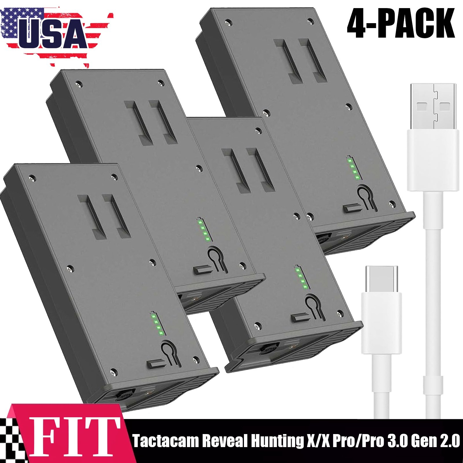 4x Rechargeable Trail Camera Battery For Tactacam Reveal Hunting X/X Pro/Pro 3.0