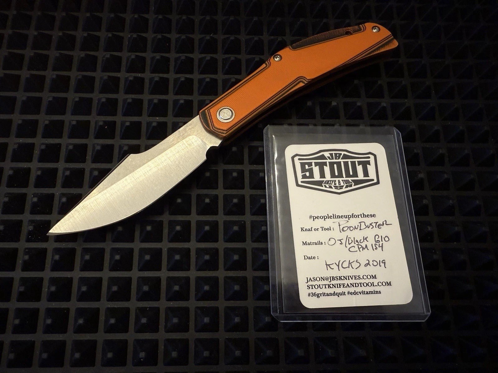 JB Stout PoonBuster Custom Slipjoint OJ/Black G10 and CPM154 Blade