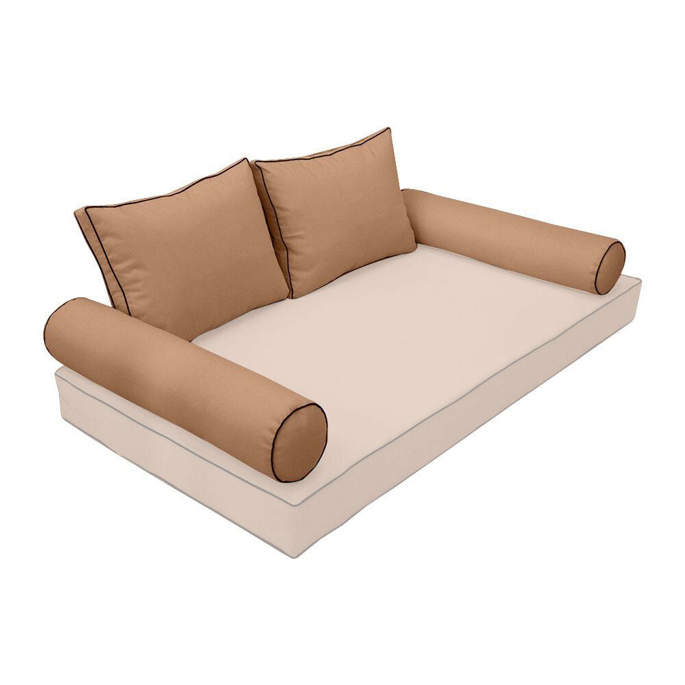 |SLIPCOVER ONLY| S1 Outdoor Bolster Back Pillow Covers Contrast Trim Crib AD104