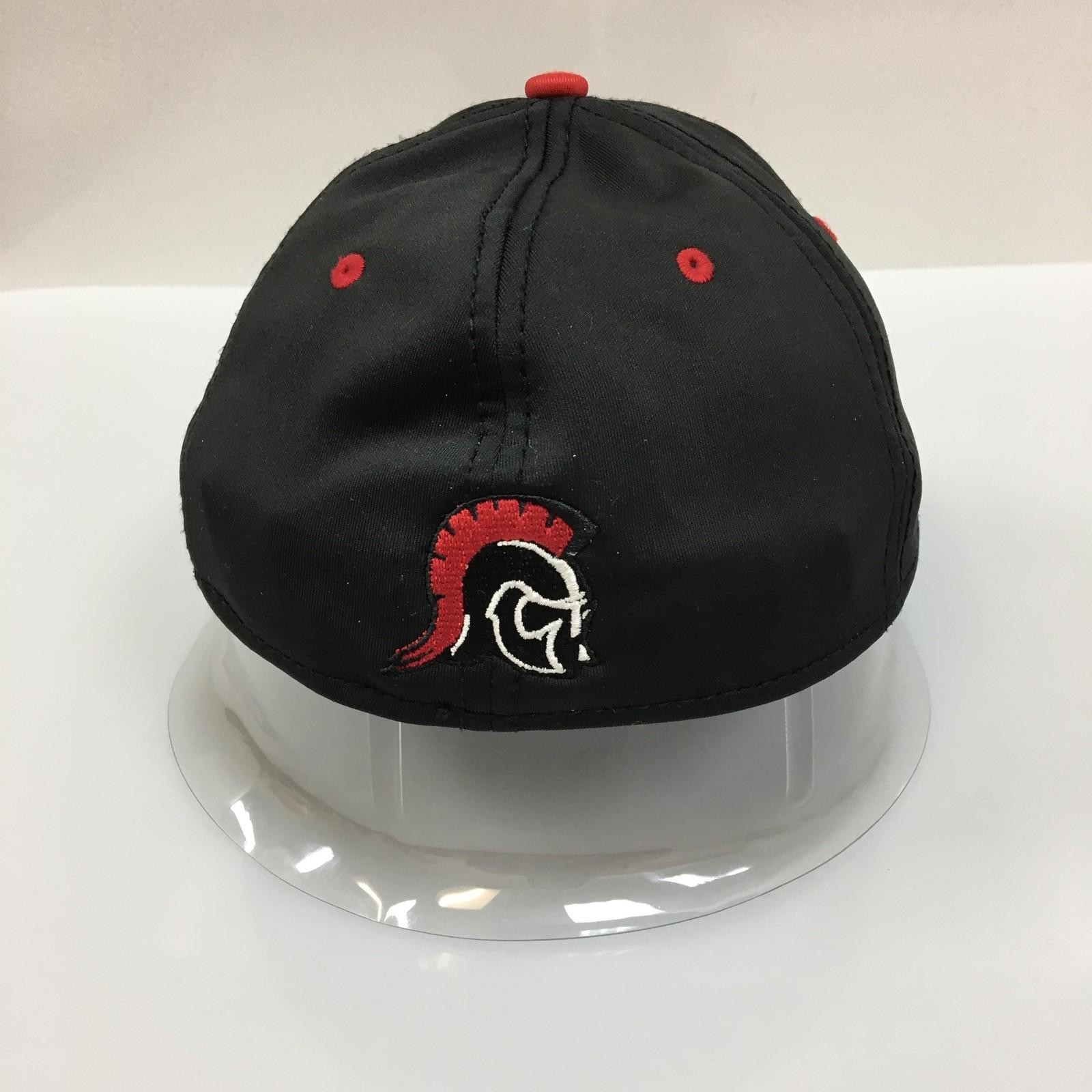 Tracy Trojans Hat Cap Fitted Mens Medium Black Red MILB Baseball Flex Game Pro