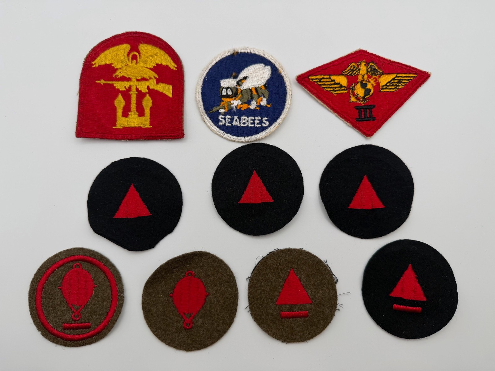 Vintage World War 2 WWII ARMY NAVY Patch Lot SEABEES 3RD Marine Air Wing
